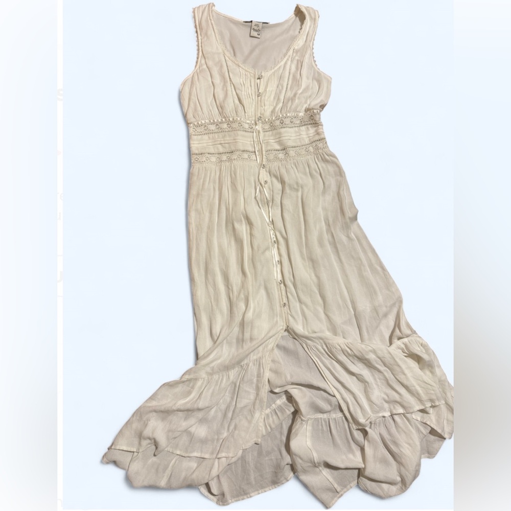 American Rag Cie Antro Boho Retro Button Up Front Cottagecore Lace Maxi Dress M